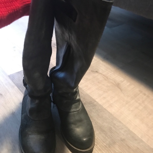 Maxx Shoes - Knee high distressed gray leather boots